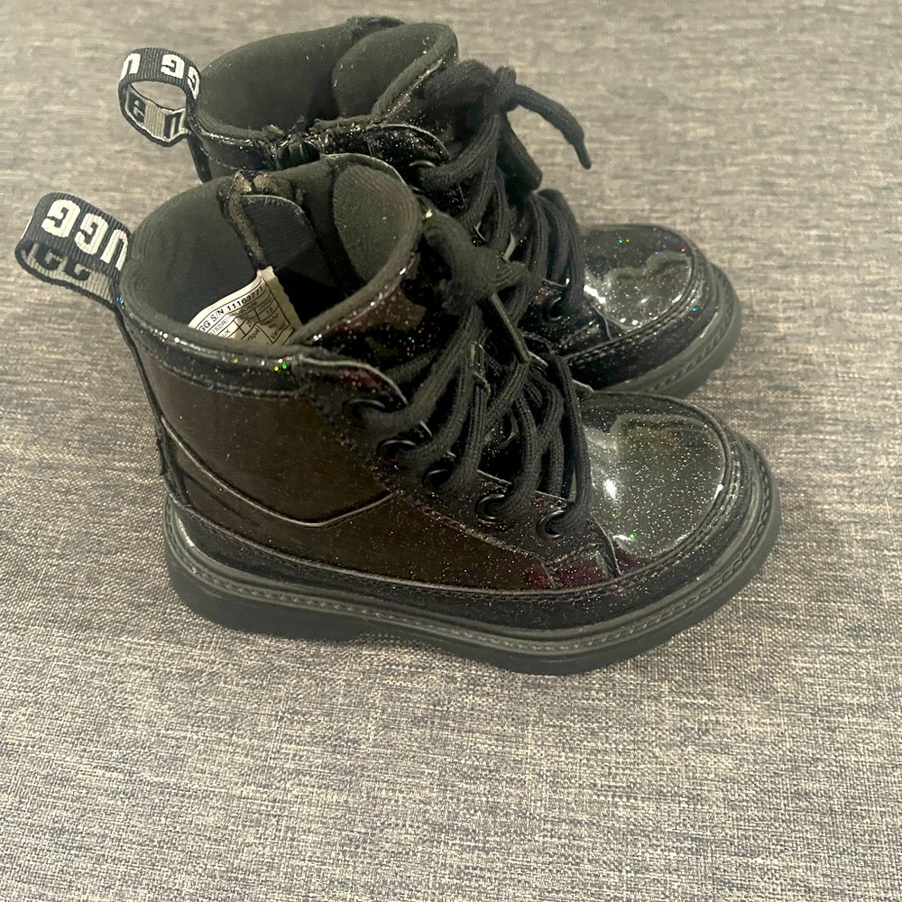 UGG toddler patent lace up boots